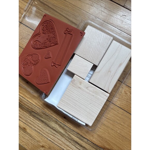 Stampin' Up! Take It To Heart Rubber Stamp Set New Wooden Blocks Uncut Set Of 5 - Picture 3 of 3